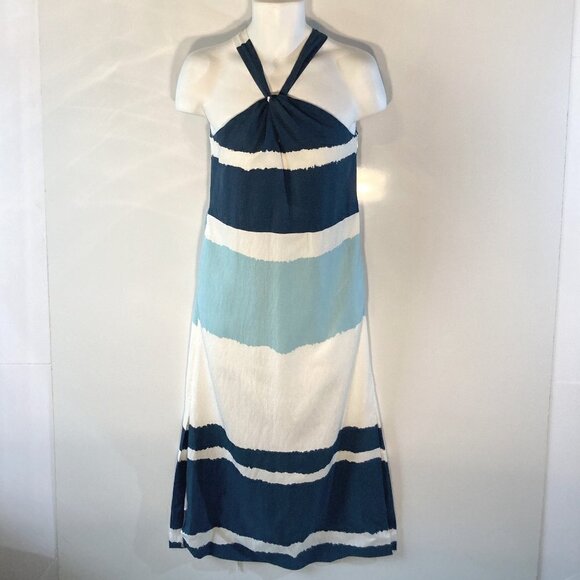 Banana Republic SZ 0 Maxi  halter Style Blues & whites resort comfy party - Picture 1 of 11